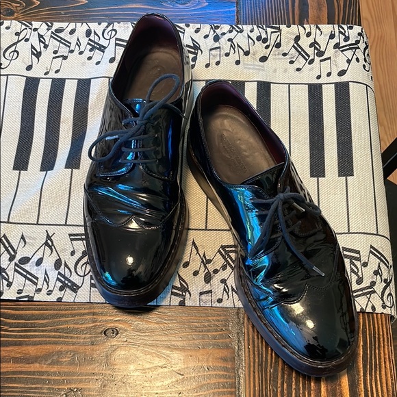 Bottega Veneta Scarpa Pelle S Gomma Black Platform Lace Up Shoes Gloss Finish - Picture 1 of 11